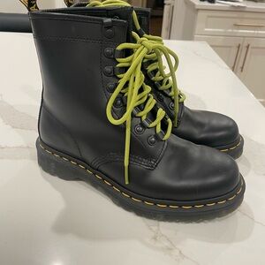 Black Boots with Yellow Laces